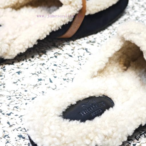 Top Hermes Kelly Buckle Series Woolen Half Slippers H Woolen TrailersOriginal purchase and dsjzhqwzd - Image 8