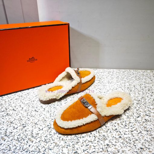 Top Hermes Kelly Buckle Series Woolen Half Slippers H Woolen TrailersOriginal purchase and dnenp4znf - Image 5