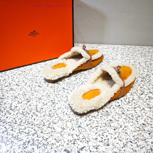 Top Hermes Kelly Buckle Series Woolen Half Slippers H Woolen TrailersOriginal purchase and dnenp4znf - Image 7