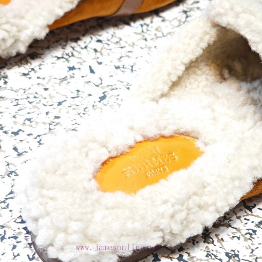 Top Hermes Kelly Buckle Series Woolen Half Slippers H Woolen TrailersOriginal purchase and dnenp4znf - Image 8