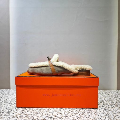 Top Hermes Kelly Buckle Series Woolen Half Slippers H Woolen TrailersOriginal purchase and d2ys9rjrb