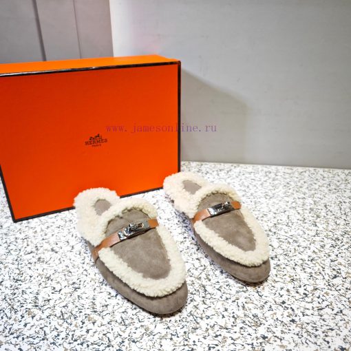 Top Hermes Kelly Buckle Series Woolen Half Slippers H Woolen TrailersOriginal purchase and d2ys9rjrb - Image 6