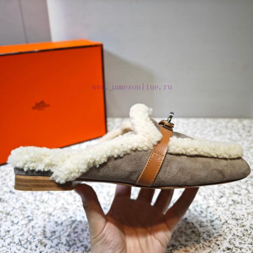 Top Hermes Kelly Buckle Series Woolen Half Slippers H Woolen TrailersOriginal purchase and d2ys9rjrb - Image 10