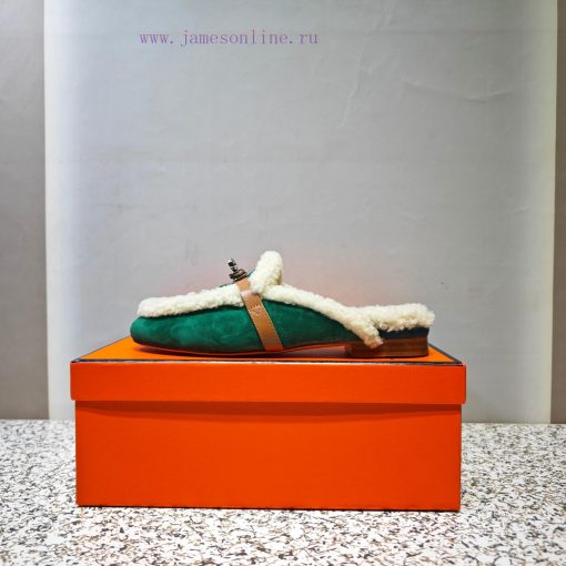 Top Hermes Kelly Buckle Series Woolen Half Slippers H Woolen TrailersOriginal purchase and dse3flzz3 - Image 2