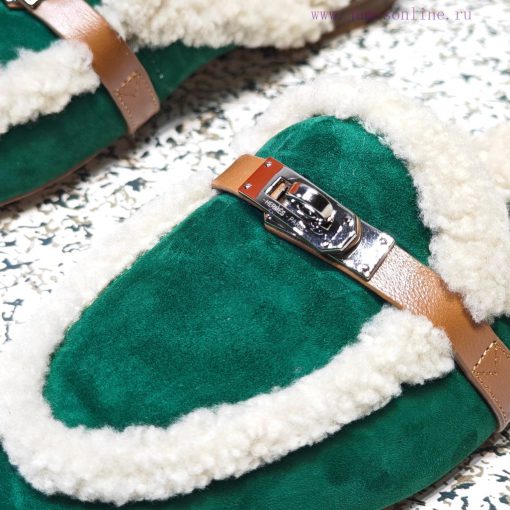 Top Hermes Kelly Buckle Series Woolen Half Slippers H Woolen TrailersOriginal purchase and dse3flzz3 - Image 4