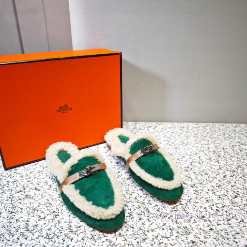 Top Hermes Kelly Buckle Series Woolen Half Slippers H Woolen TrailersOriginal purchase and dse3flzz3 - Image 6