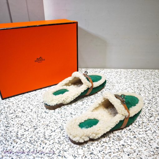 Top Hermes Kelly Buckle Series Woolen Half Slippers H Woolen TrailersOriginal purchase and dse3flzz3 - Image 7