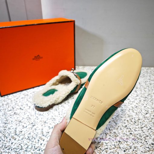 Top Hermes Kelly Buckle Series Woolen Half Slippers H Woolen TrailersOriginal purchase and dse3flzz3 - Image 9