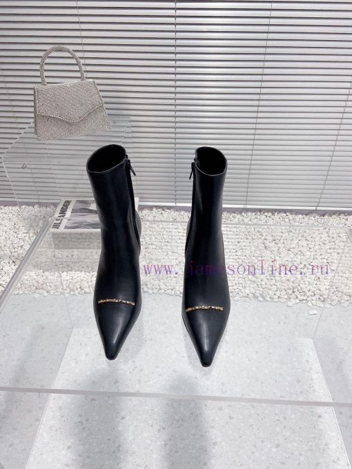 Alexander Wang/Alexander Wang 23S Autumn/WinterNew metal letter high-heeled pointed side zip9unm8qyk - Image 2