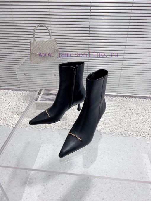 Alexander Wang/Alexander Wang 23S Autumn/WinterNew metal letter high-heeled pointed side zip9unm8qyk - Image 3