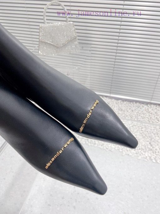 Alexander Wang/Alexander Wang 23S Autumn/WinterNew metal letter high-heeled pointed side zip9unm8qyk - Image 8