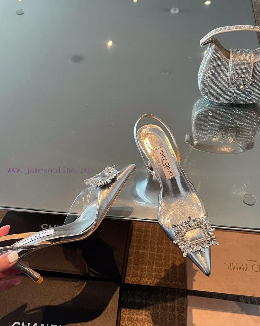 JIMMY CHOO premium patent leather spliced small high heels ️Material: cowhide/PVC inner sheene2c0pq2 - Image 4