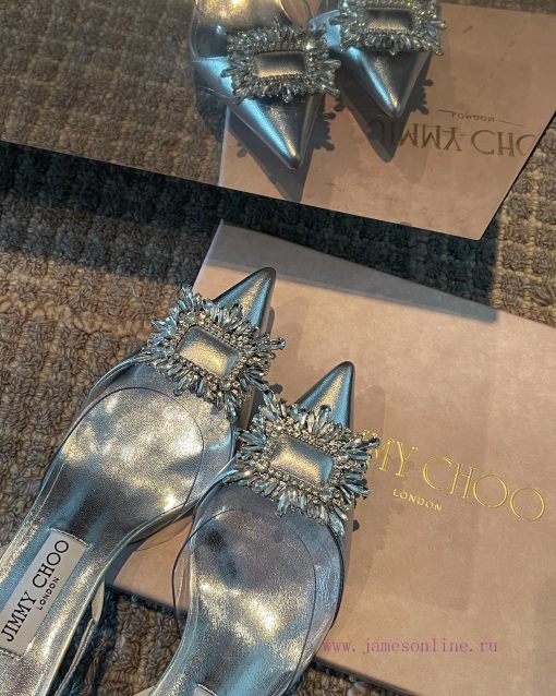 JIMMY CHOO premium patent leather spliced small high heels ️Material: cowhide/PVC inner sheene2c0pq2 - Image 9