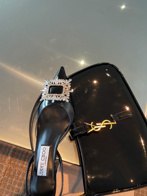 JIMMY CHOO premium patent leather spliced small high heels ️Material: cowhide/PVC inner sheekfgwx33l - Image 6