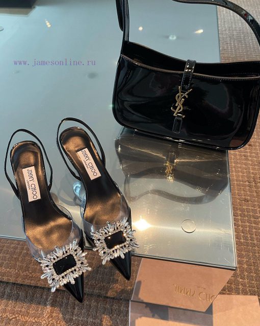 JIMMY CHOO premium patent leather spliced small high heels ️Material: cowhide/PVC inner sheekfgwx33l - Image 7