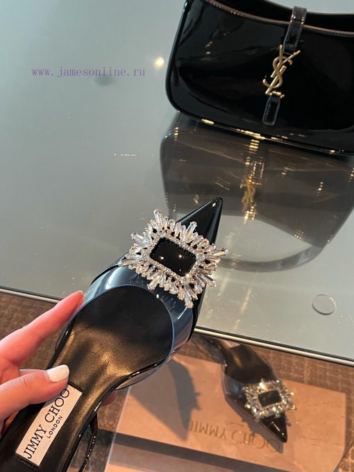 JIMMY CHOO premium patent leather spliced small high heels ️Material: cowhide/PVC inner sheekfgwx33l - Image 8