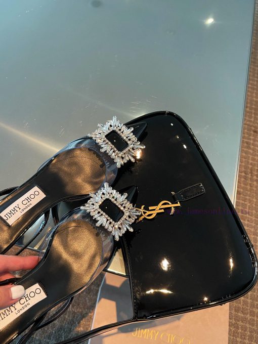 JIMMY CHOO premium patent leather spliced small high heels ️Material: cowhide/PVC inner sheekfgwx33l - Image 9