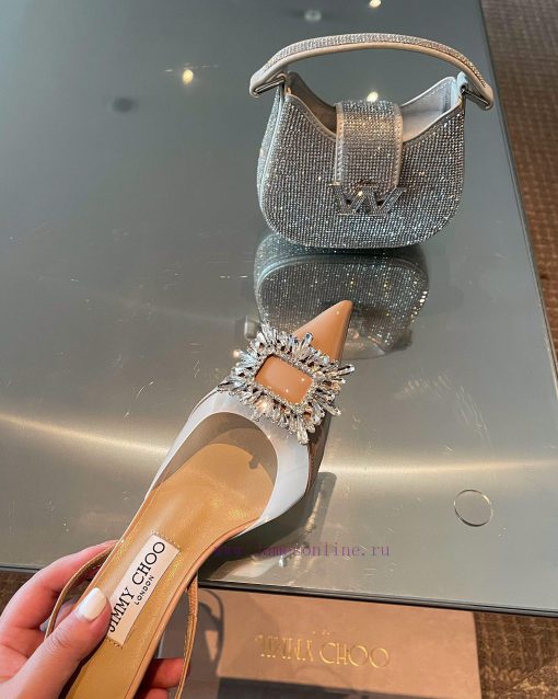 JIMMY CHOO premium patent leather spliced small high heels ️Material: cowhide/PVC inner sheeqxmdxzni - Image 3