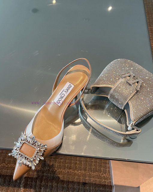 JIMMY CHOO premium patent leather spliced small high heels ️Material: cowhide/PVC inner sheeqxmdxzni - Image 6