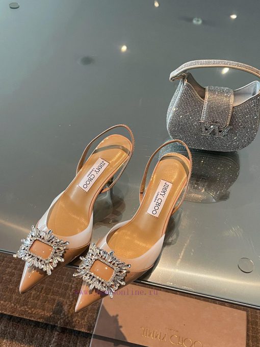 JIMMY CHOO premium patent leather spliced small high heels ️Material: cowhide/PVC inner sheeqxmdxzni - Image 7