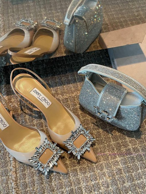 JIMMY CHOO premium patent leather spliced small high heels ️Material: cowhide/PVC inner sheeqxmdxzni - Image 8