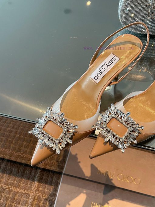 JIMMY CHOO premium patent leather spliced small high heels ️Material: cowhide/PVC inner sheeqxmdxzni - Image 9