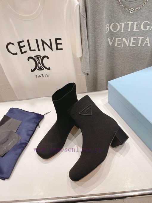 Prada 23ss new arrival~Fashionable high-heeled fly woven short boots, unique flavor, loved b27yioq6y - Image 5