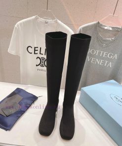 Prada 23ss new arrival~Fashionable high-heeled fly woven boots with a unique flavor that eveeseehbxw