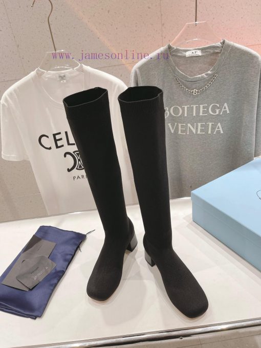 Prada 23ss new arrival~Fashionable high-heeled fly woven boots with a unique flavor that eveeseehbxw - Image 3