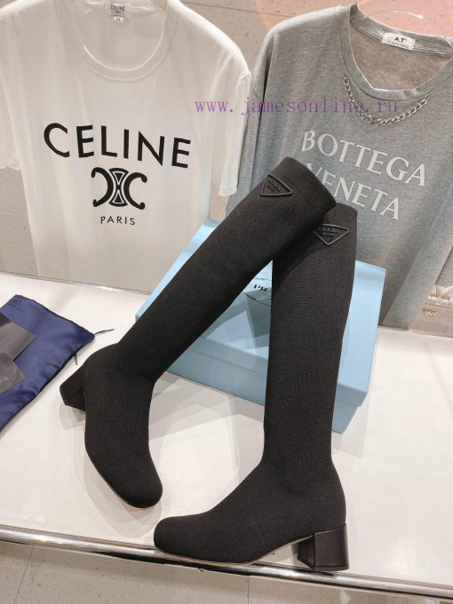 Prada 23ss new arrival~Fashionable high-heeled fly woven boots with a unique flavor that eveeseehbxw - Image 6