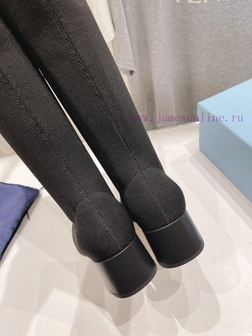 Prada 23ss new arrival~Fashionable high-heeled fly woven boots with a unique flavor that eveeseehbxw - Image 8