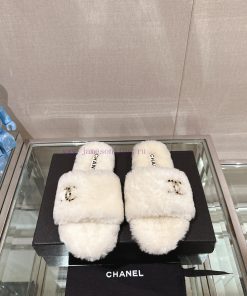 -Chanel 23Ss Autumn/Winter New Collection Chanel Double C Diamond Button Hairy One Word Slipg8bj6tum
