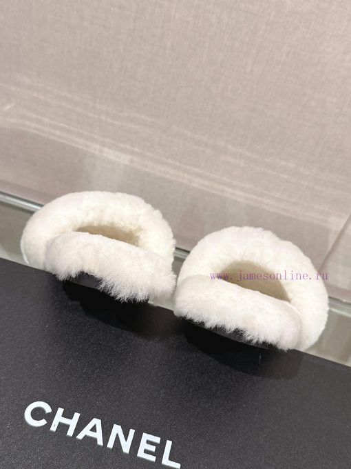 -Chanel 23Ss Autumn/Winter New Collection Chanel Double C Diamond Button Hairy One Word Slipg8bj6tum - Image 8