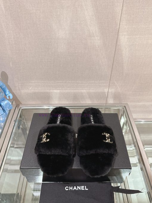 -Chanel 23Ss Autumn/Winter New Collection Chanel Double C Diamond Button Hairy One Word Slip81ydrrqj - Image 2