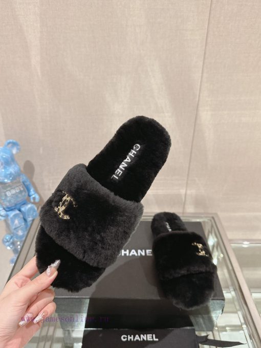 -Chanel 23Ss Autumn/Winter New Collection Chanel Double C Diamond Button Hairy One Word Slip81ydrrqj - Image 3