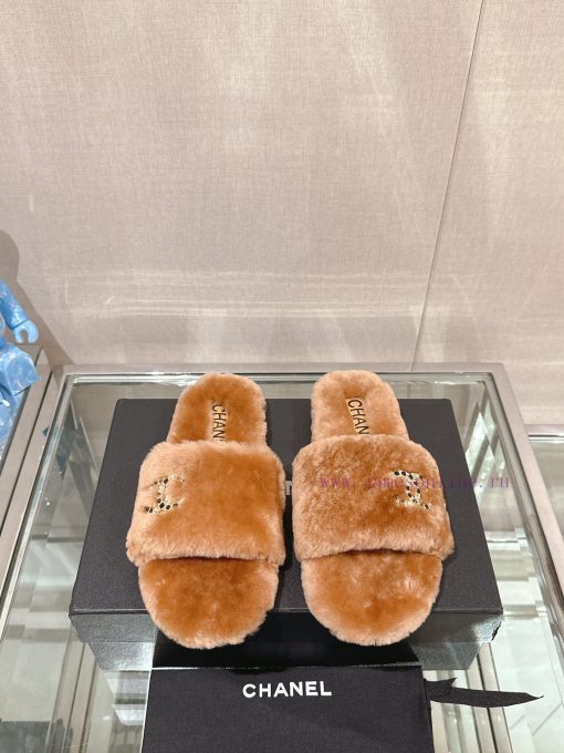 -Chanel 23Ss Autumn/Winter New Collection Chanel Double C Diamond Button Hairy One Word Slip9r6lezsy - Image 2