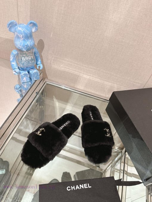 -Chanel 23Ss Autumn/Winter New Collection Chanel Double C Diamond Button Hairy One Word Slip81ydrrqj - Image 5