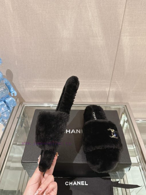 -Chanel 23Ss Autumn/Winter New Collection Chanel Double C Diamond Button Hairy One Word Slip81ydrrqj - Image 6
