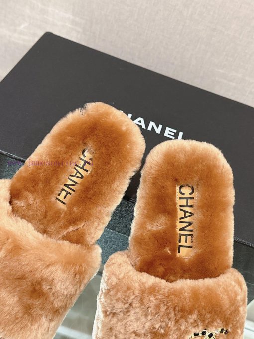 -Chanel 23Ss Autumn/Winter New Collection Chanel Double C Diamond Button Hairy One Word Slip9r6lezsy - Image 7