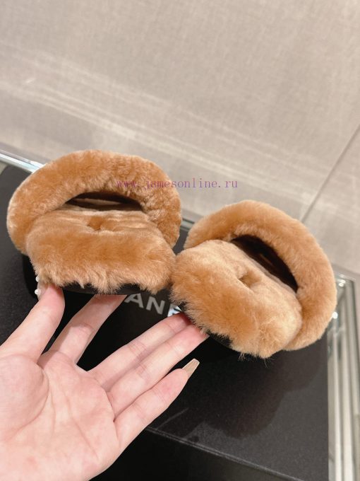 -Chanel 23Ss Autumn/Winter New Collection Chanel Double C Diamond Button Hairy One Word Slip9r6lezsy - Image 8