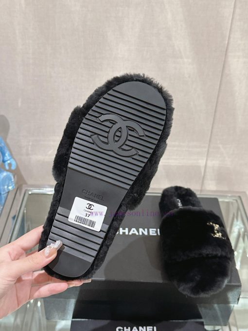-Chanel 23Ss Autumn/Winter New Collection Chanel Double C Diamond Button Hairy One Word Slip81ydrrqj - Image 10