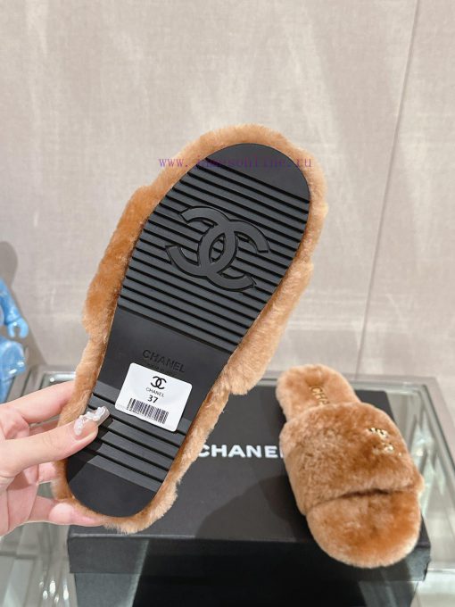 -Chanel 23Ss Autumn/Winter New Collection Chanel Double C Diamond Button Hairy One Word Slip9r6lezsy - Image 10