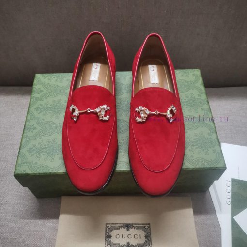 Gucc'i Jordaan series women's loafers new color Yangjing crystal diamond horseneck buckle reg19fqxq7 - Image 2