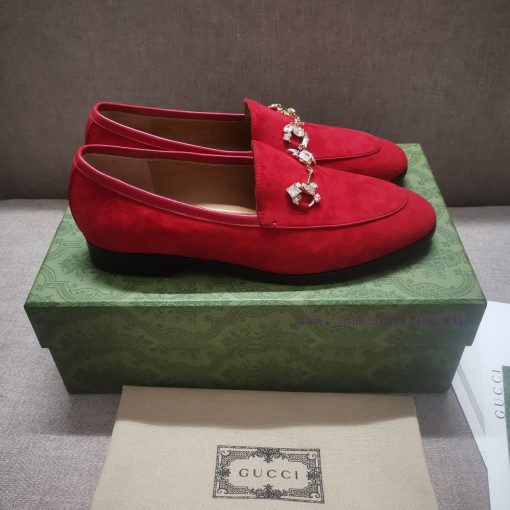 Gucc'i Jordaan series women's loafers new color Yangjing crystal diamond horseneck buckle reg19fqxq7 - Image 6
