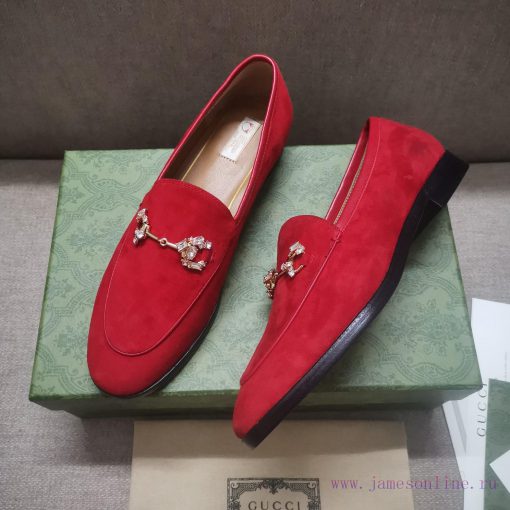 Gucc'i Jordaan series women's loafers new color Yangjing crystal diamond horseneck buckle reg19fqxq7 - Image 8