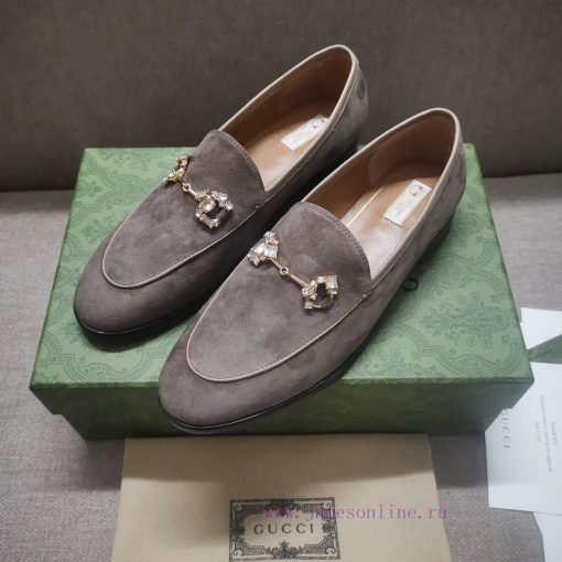 Gucc'i Jordaan series women's loafers new color Yangjing crystal diamond horseneck buckle re1gskxg7r - Image 4