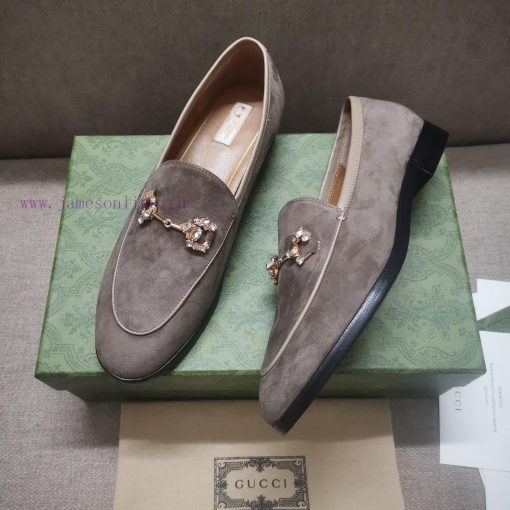 Gucc'i Jordaan series women's loafers new color Yangjing crystal diamond horseneck buckle re1gskxg7r - Image 6
