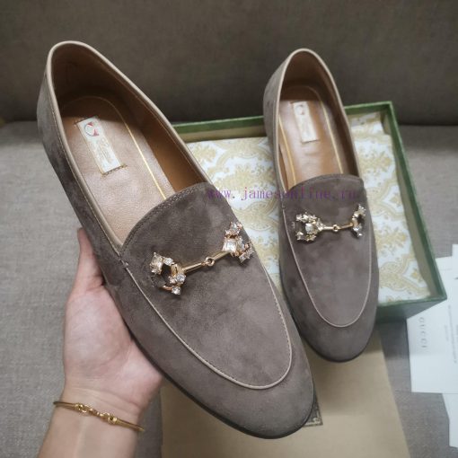 Gucc'i Jordaan series women's loafers new color Yangjing crystal diamond horseneck buckle re1gskxg7r - Image 9