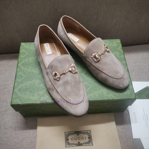 Gucc'i Jordaan series women's loafers new color Yangjing crystal diamond horseneck buckle reilbcbdc2 - Image 5