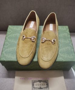 Gucc'i Jordaan series women's loafers new color Yangjing crystal diamond horseneck buckle reqk9oxjf5